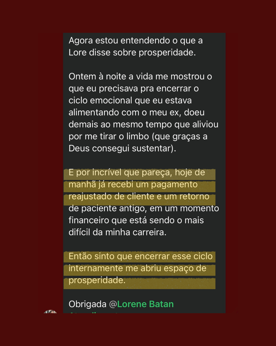 Depoimento Encerramento de ciclo